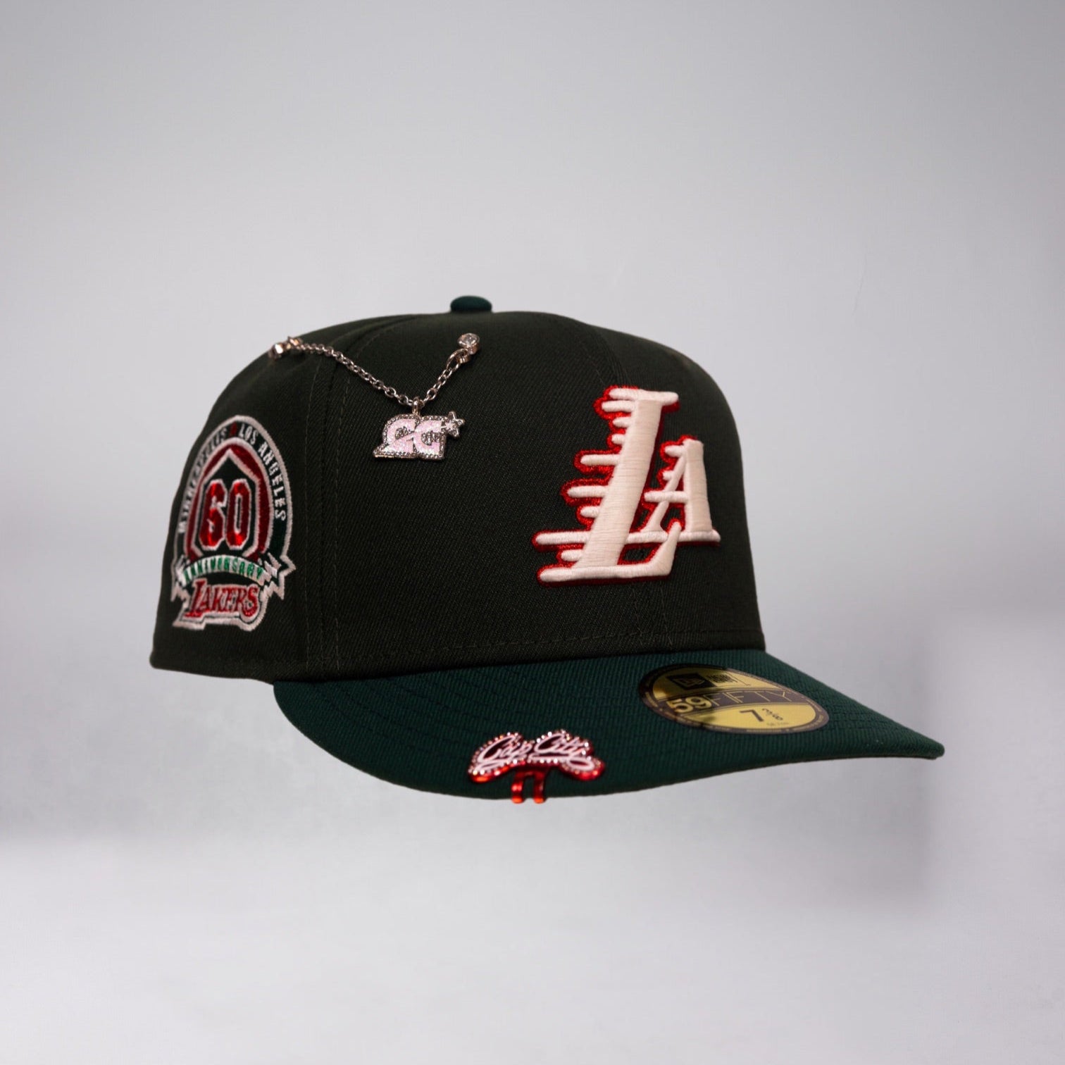 NEW ERA EXCLUSIVE 59FIFTY EMERALD GREEN "LOS ANGELES LAKERS" W/ 60TH ANNIVERSARY SIDE PATCH