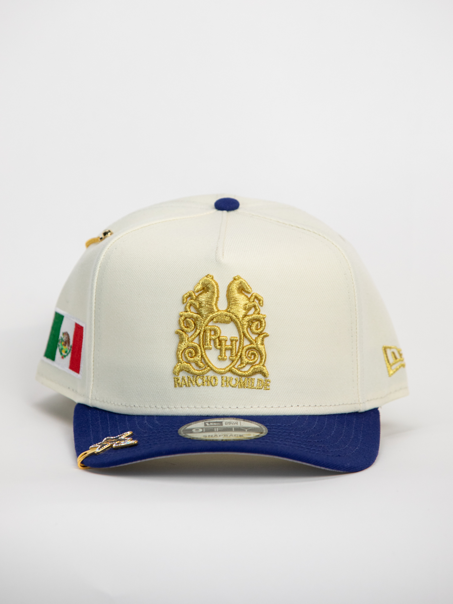 NEW* "RANCHO HUMILDE x NEW ERA x CAP CITY" WHITE/BLUE 9FIFTY A-FRAME W/ MEXICAN FLAG & GREY UV *FREE ACCESSORY INCLUDED
