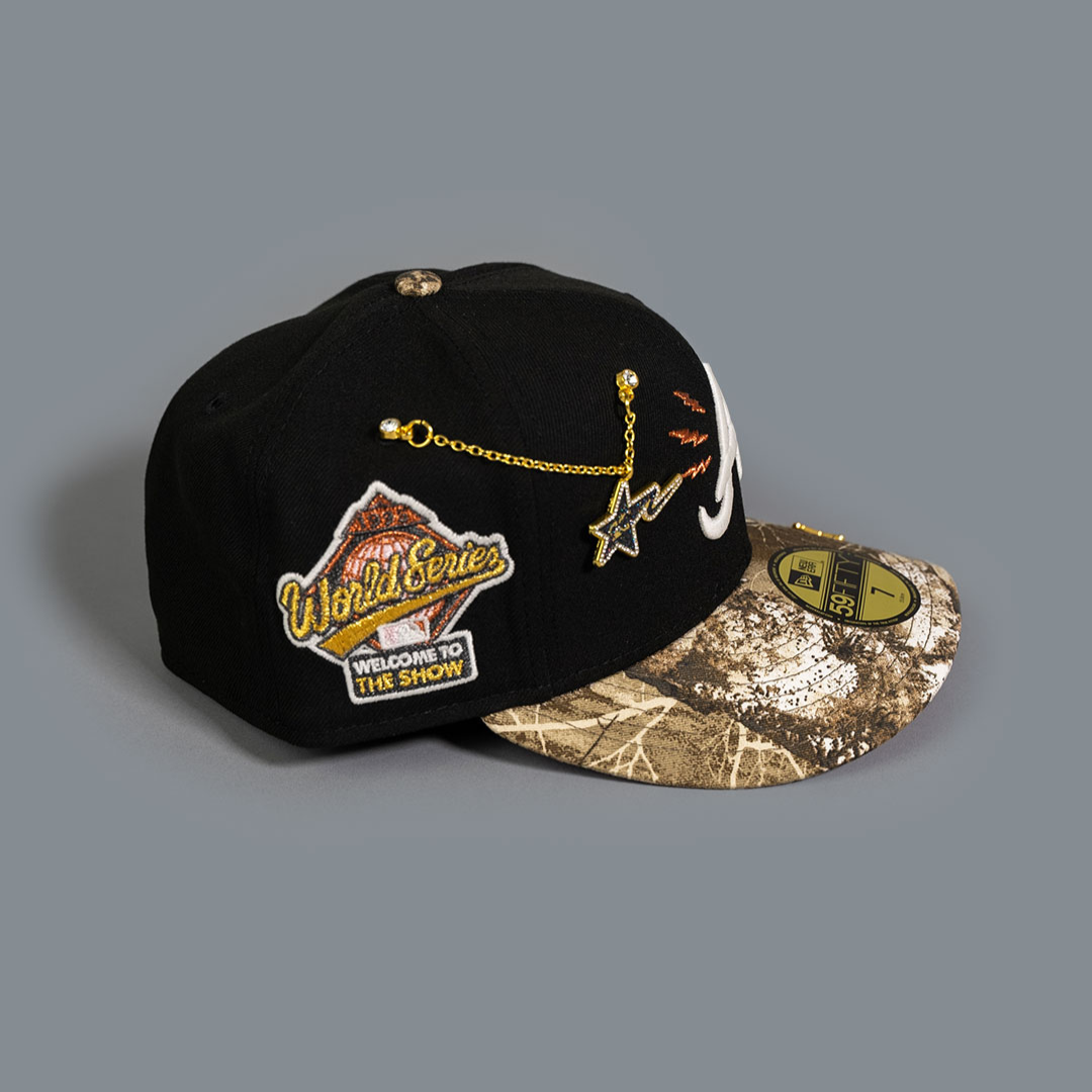 NEW ERA 59FIFTY BLACK/ REALTREE ATLANTA BRAVES W/ "WELCOME TO THE SHOW" SIDE PATCH