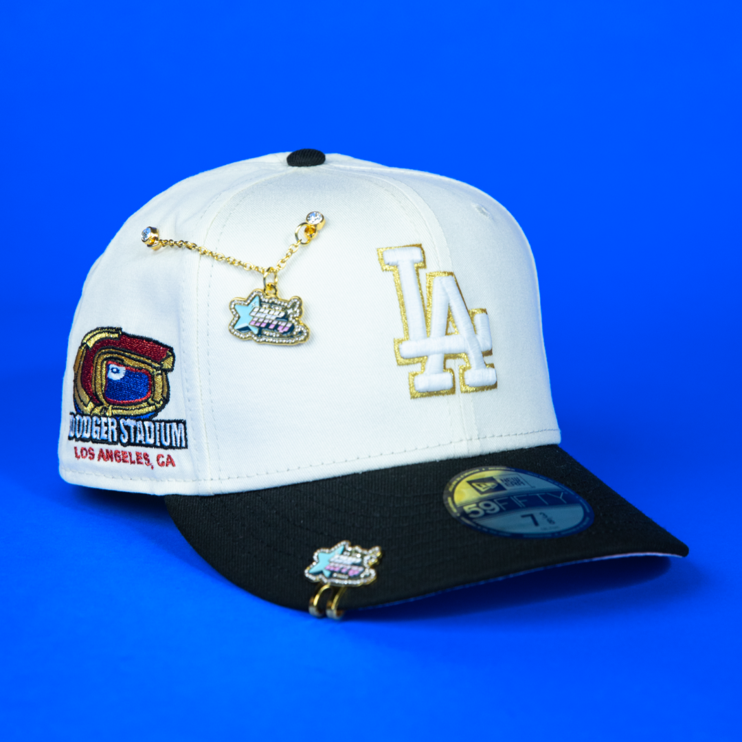 NEW ERA EXCLUSIVE 59FIFTY CHROME/ BLACK LOS ANGELES DODGERS W/ DODGER STADIUM SIDE PATCH