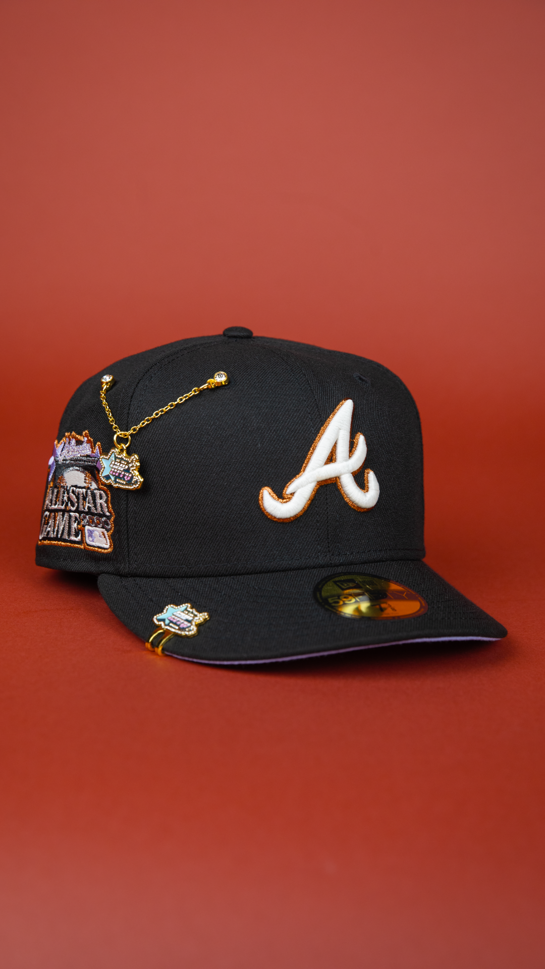 NEW ERA 59FIFTY BLACK ATLANTA BRAVES W/ 2000 ALL STAR GAME SIDE PATCH