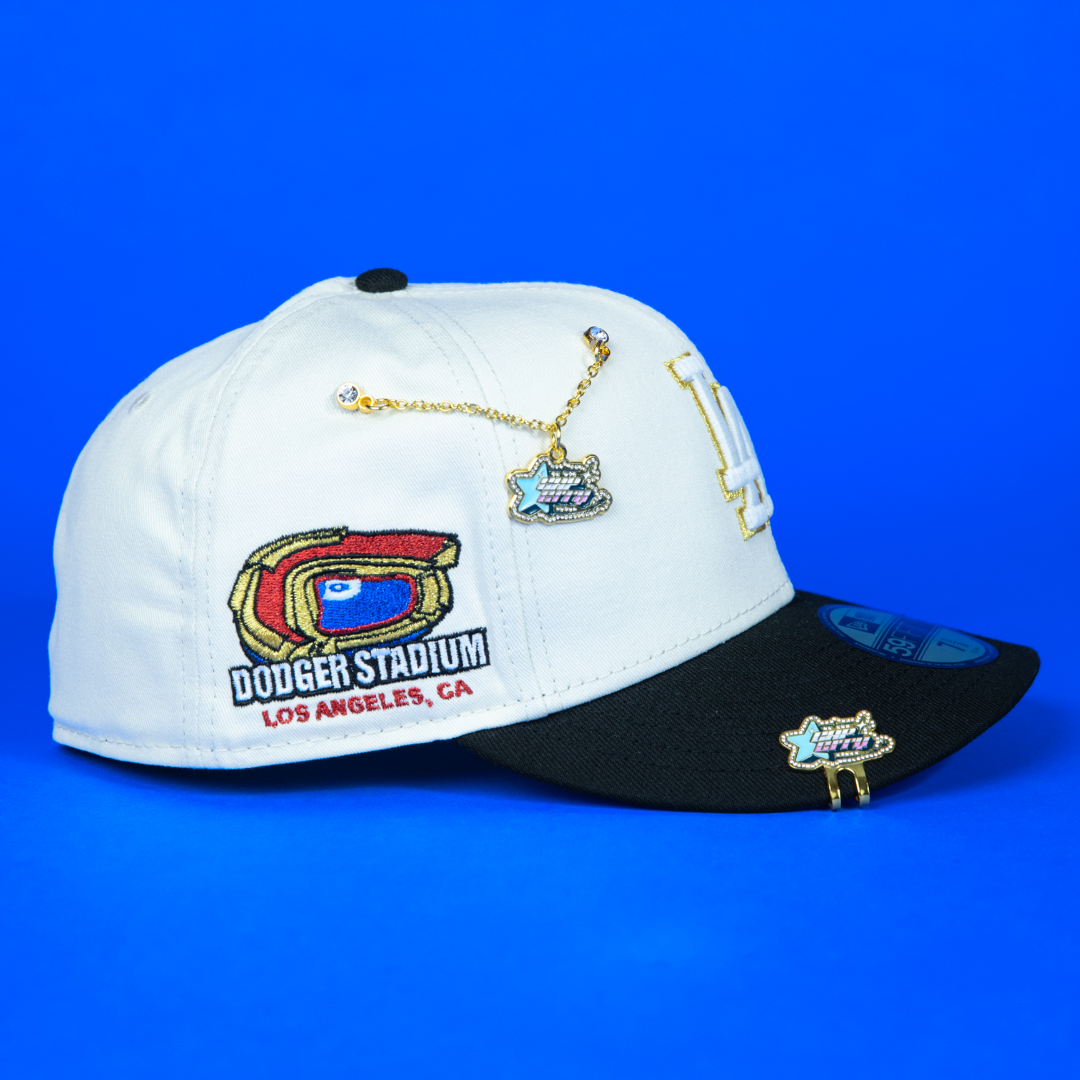 NEW ERA EXCLUSIVE 59FIFTY CHROME/ BLACK LOS ANGELES DODGERS W/ DODGER STADIUM SIDE PATCH