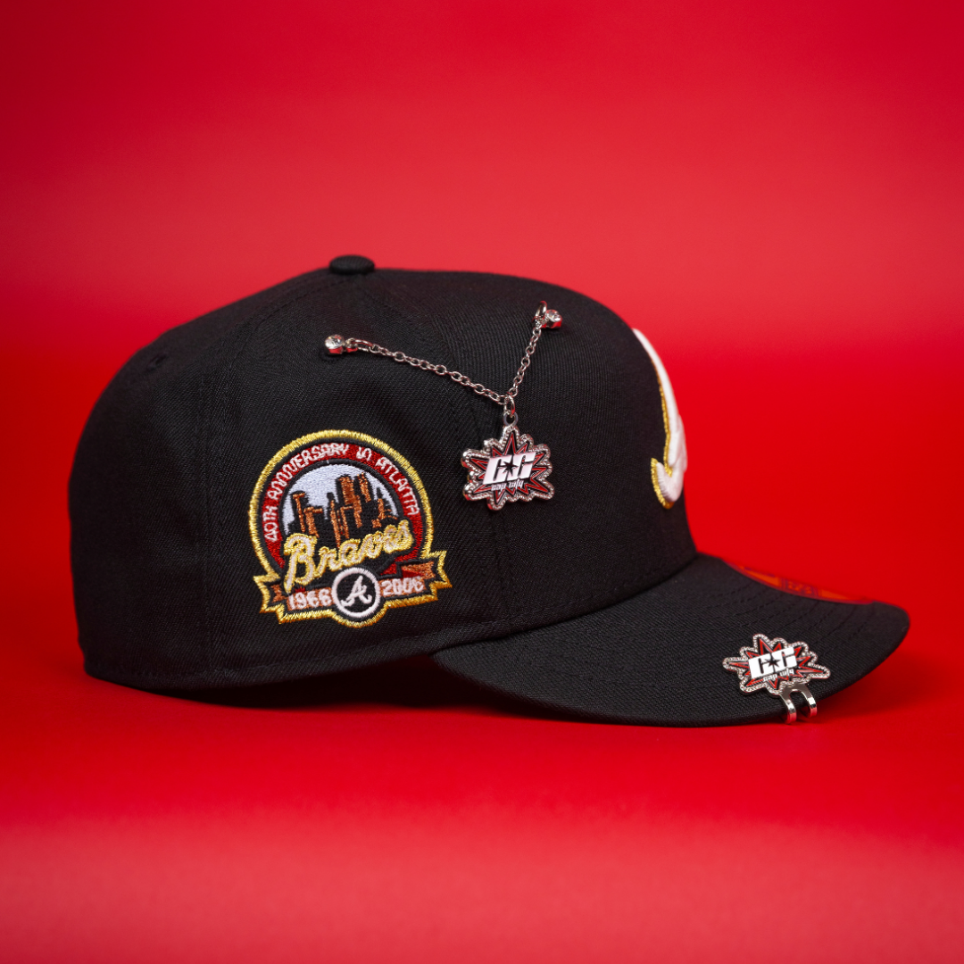 NEW ERA EXCLUSIVE 59FIFTY BLACK ATLANTA BRAVES W/ 40TH ANNIVERSARY SIDE PATCH