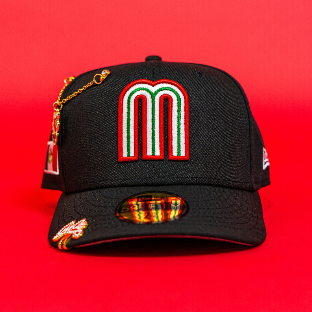 NEW ERA EXCLUSIVE 59FIFTY BLACK MEXICO 2025 WORLD BASEBALL CLASSIC W/ MEXICO FLAG SIDE PATCH
