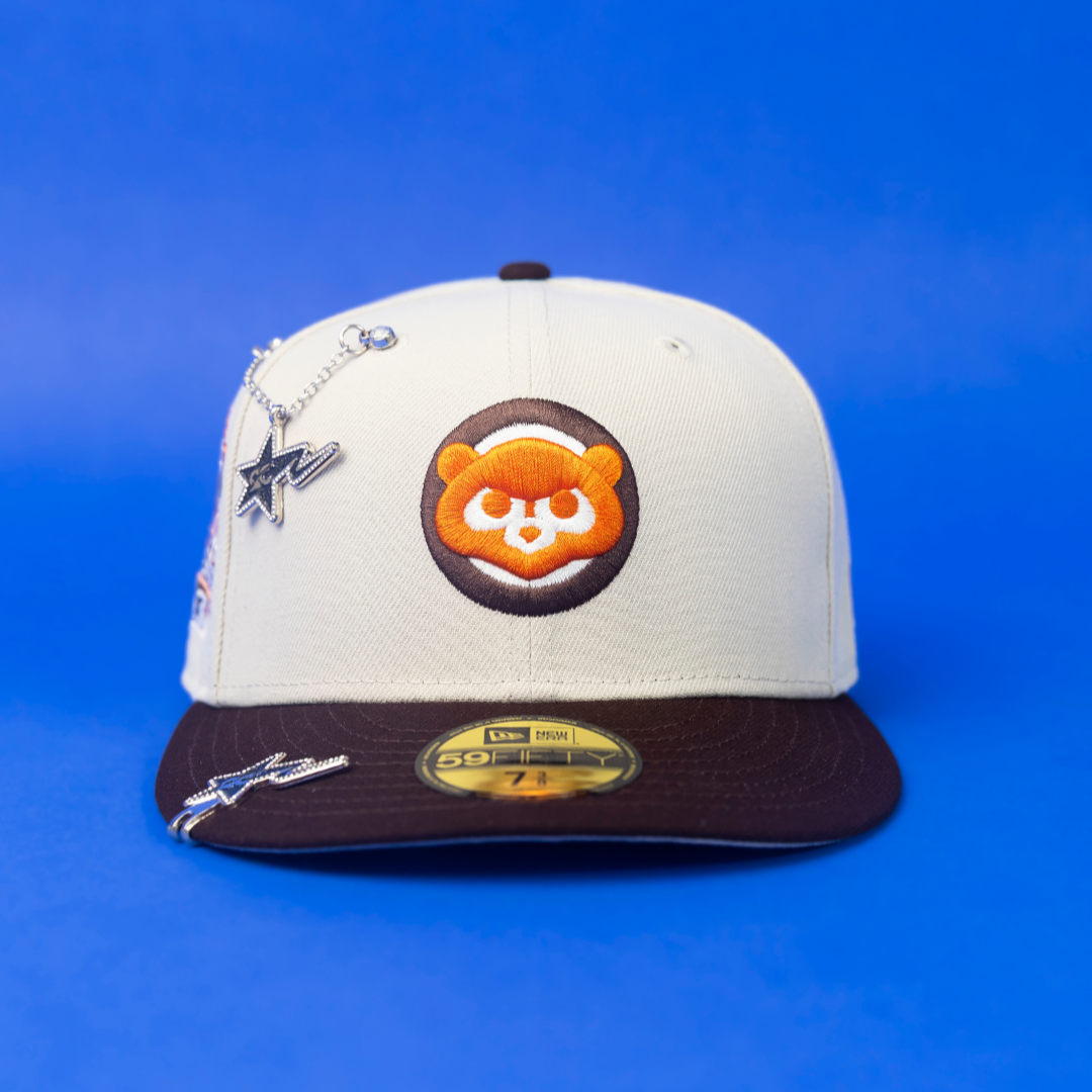 NEW ERA EXCLUSIVE 59FIFTY STONE GREY/ BROWN CHICAGO CUBS W/ 1990 ALL STAR GAME PATCH