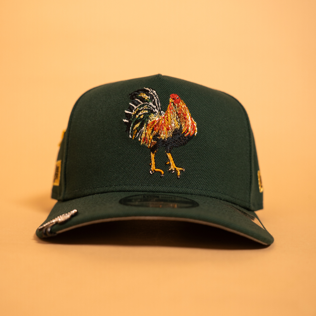 NEW ERA EXCLUSIVE 9FIFTY A-FRAME FOREST GREEN "EL GALLO" SNAPBACK W/ NEW ERA SIDE PATCH