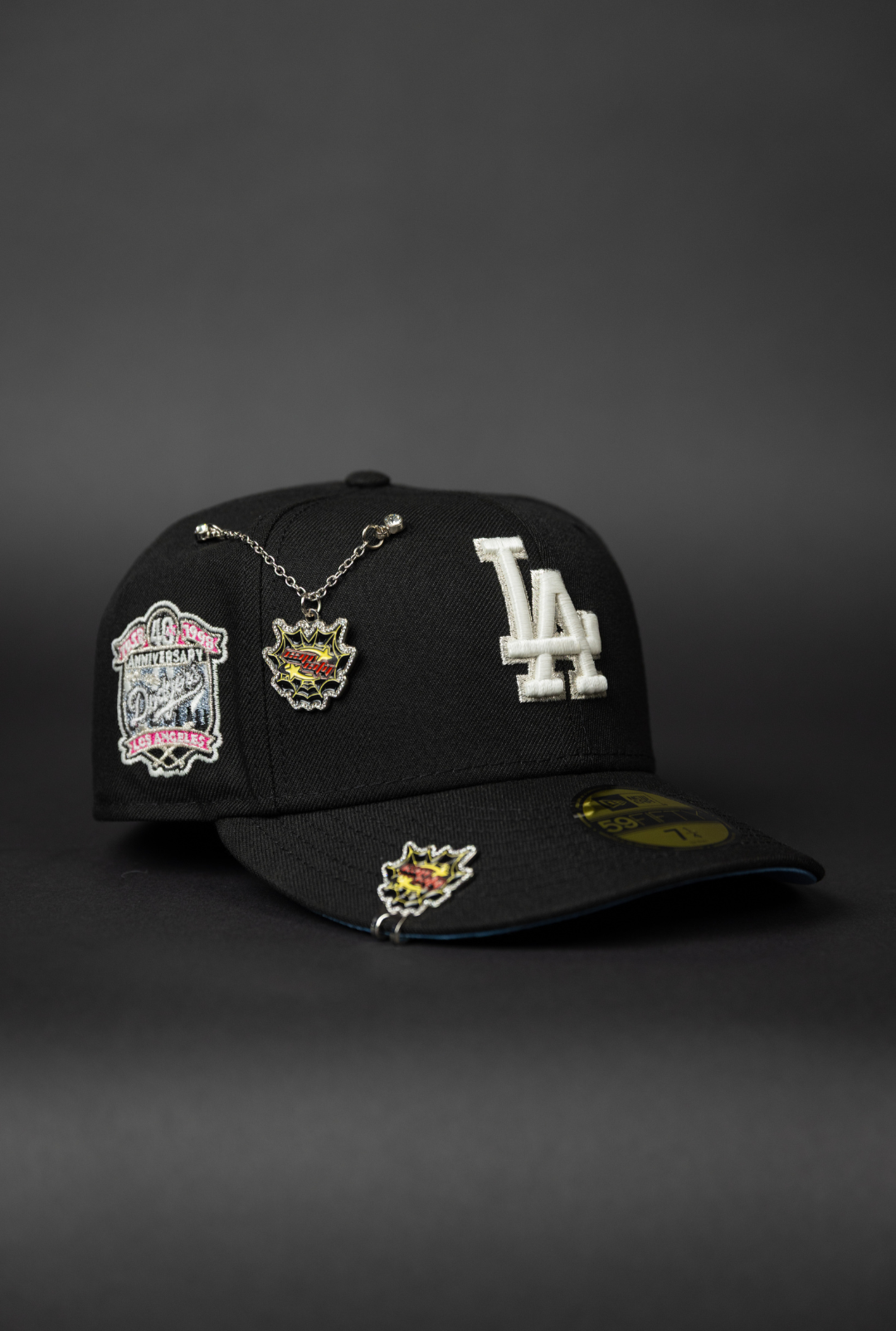 NEW ERA EXCLUSIVE 59FIFTY BLACK LOS ANGELES DODGERS W/ 40TH ANNIVERSARY SIDE PATCH