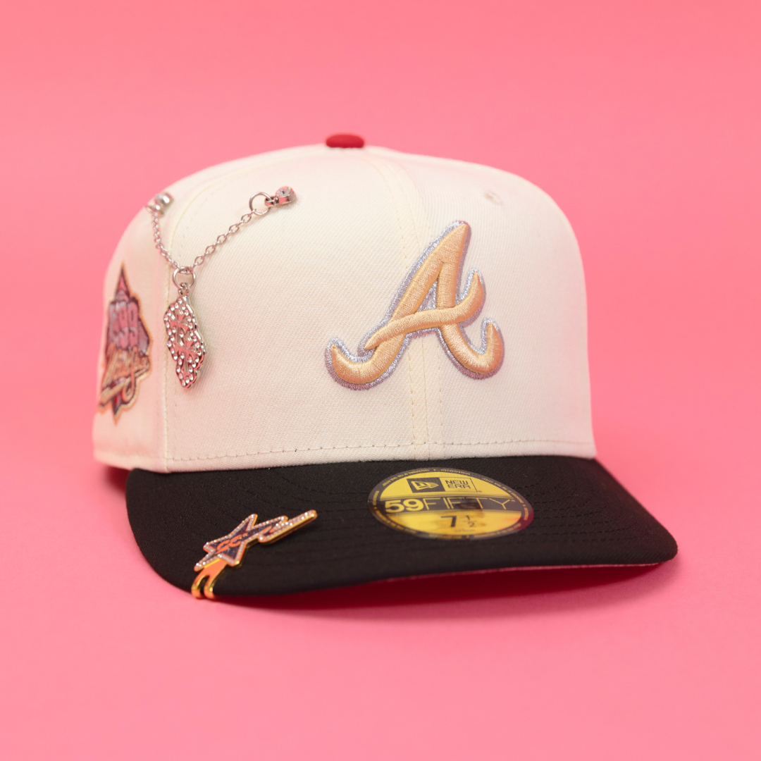 NEW ERA 59FIFTY CHROME/ BLACK ATLANTA BRAVES W/ 1999 WORLD SERIES SIDE PATCH