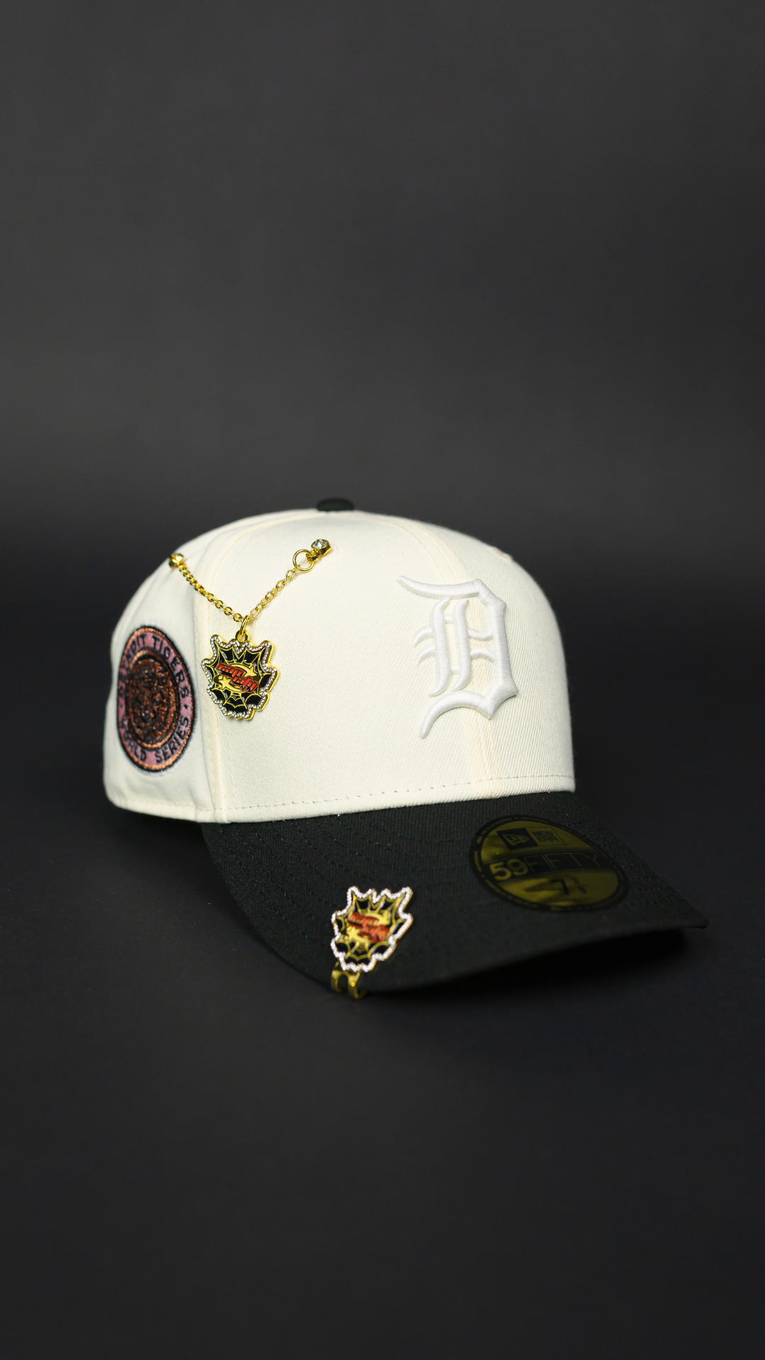 NEW ERA EXCLUSIVE 59FIFTY CHROME/ BLACK DETROIT TIGERS W/ WORLD SERIES SIDE PATCH