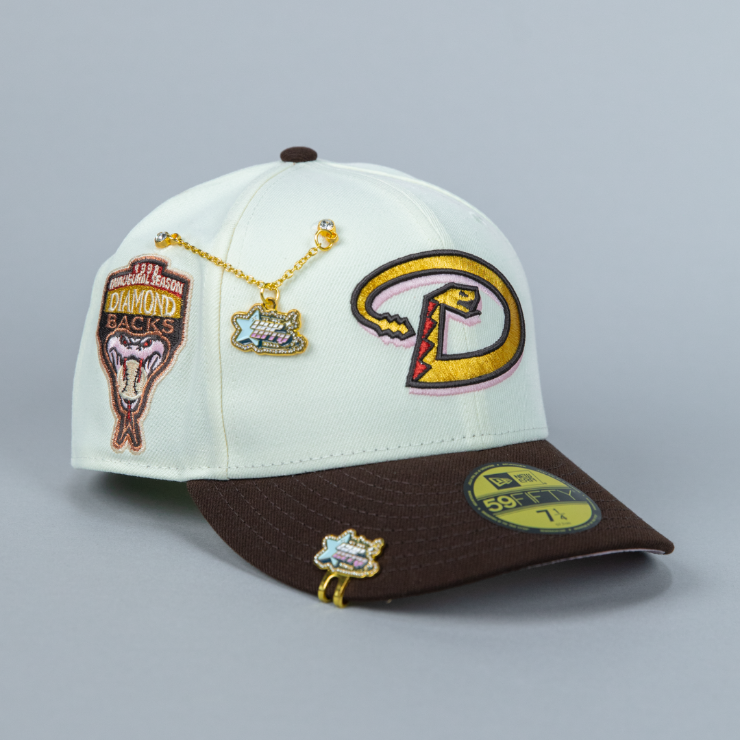 NEW ERA EXCLUSIVE 59FIFTY CHROME/ BROWN ARIZONA DIAMONDBACKS W/ 1998 INAUGURAL SEASON SIDE PATCH