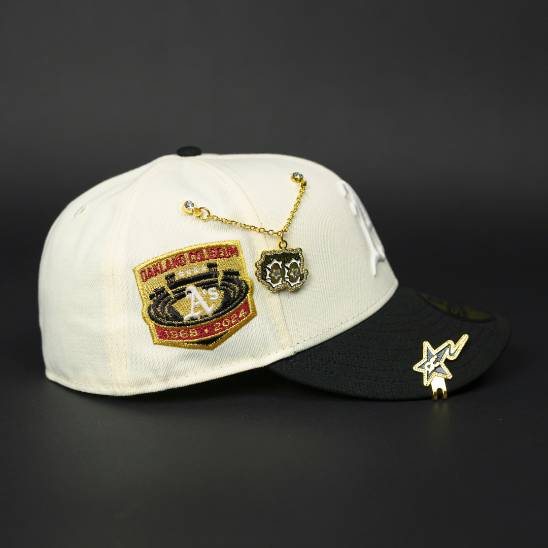 NEW ERA EXCLUSIVE 59FIFTY CHROME/ BLACK OAKLAND ATHLETICS W/ COLISEUM SIDE PATCH