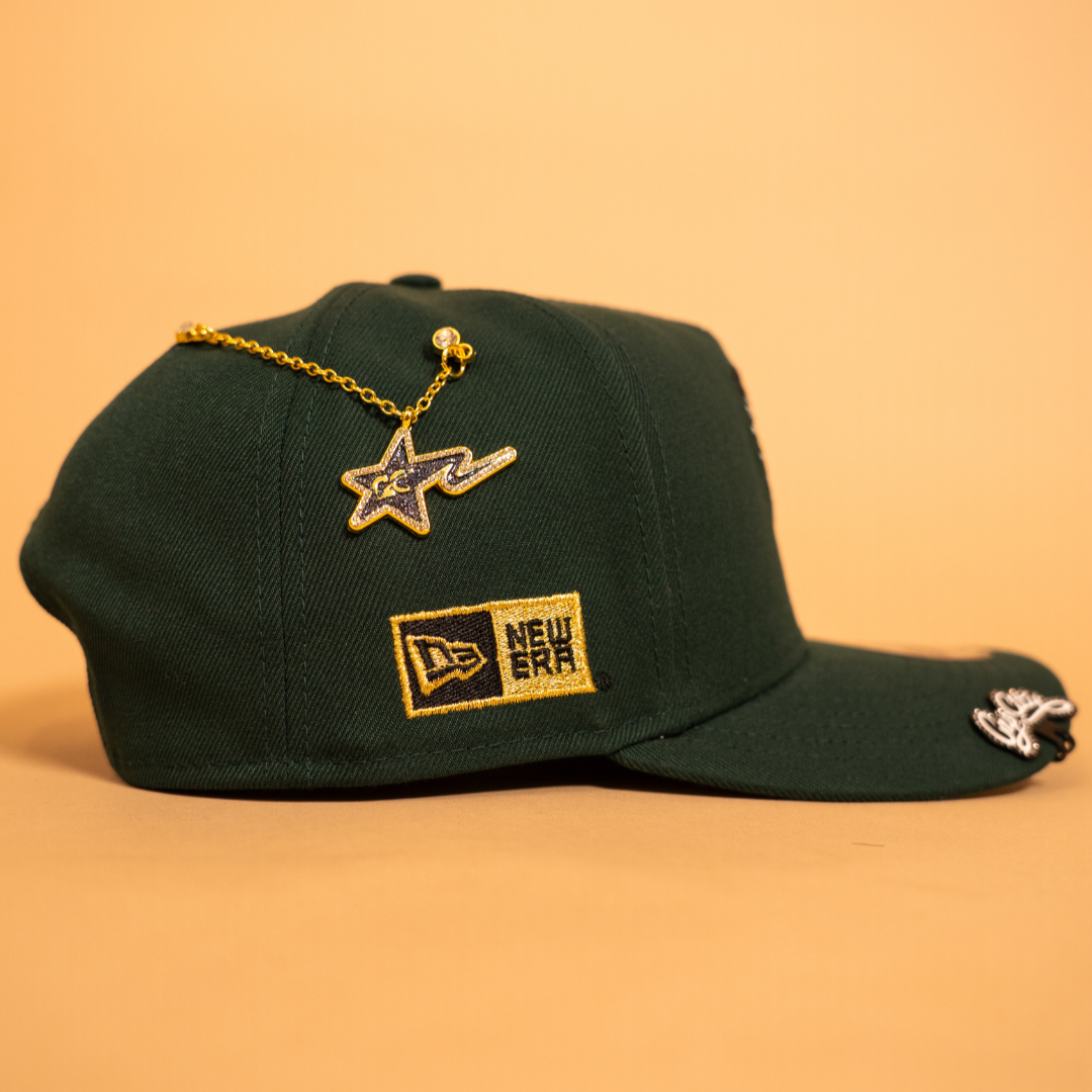 NEW ERA EXCLUSIVE 9FIFTY A-FRAME FOREST GREEN "EL GALLO" SNAPBACK W/ NEW ERA SIDE PATCH