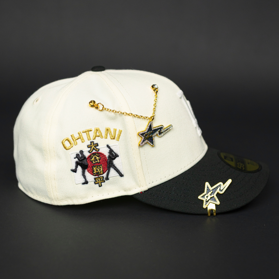 NEW ERA EXCLUSIVE 59FIFTY CHROME/ BLACK LOS ANGELES DODGERS W/ SHOHEI OHTANI SIDE PATCH