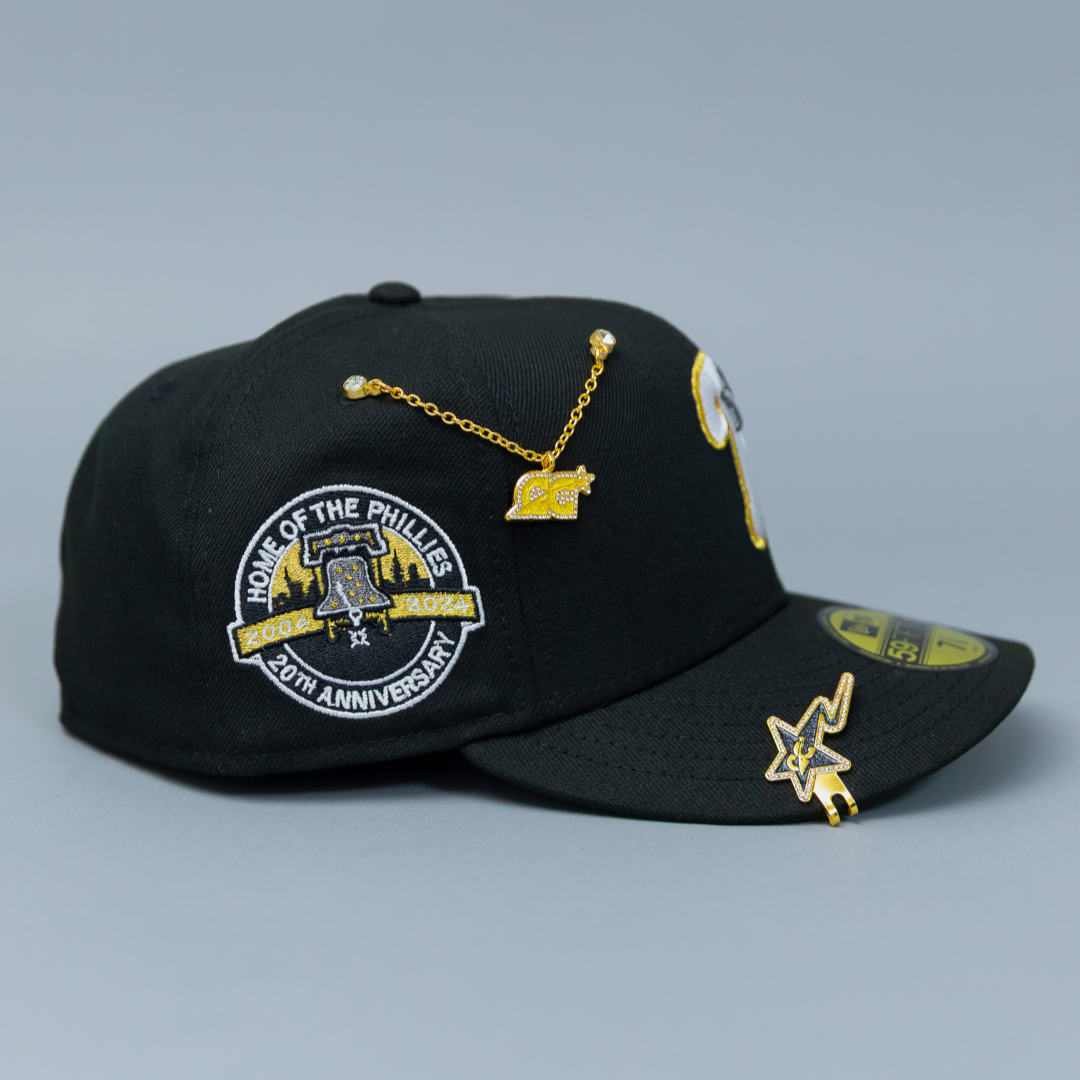 NEW ERA EXCLUSIVE 59FIFTY BLACK PHILADELPHIA PHILLIES W/ "HOME OF THE PHILLIES" SIDE PATCH