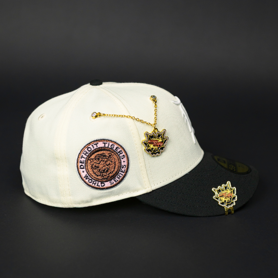 NEW ERA EXCLUSIVE 59FIFTY CHROME/ BLACK DETROIT TIGERS W/ WORLD SERIES SIDE PATCH