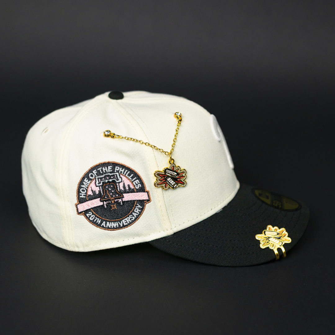 NEW ERA EXCLUSIVE 59FIFTY CHROME/ BLACK PHILADELPHIA PHILLIES W/ HOME OF THE PHILLIES SIDE PATCH