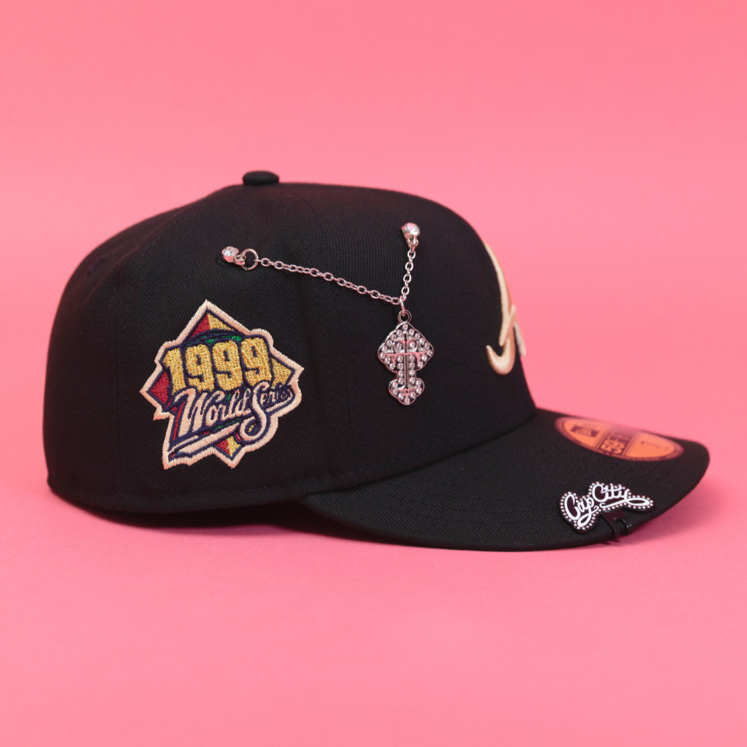 NEW ERA 59FIFTY BLACK ATLANTA BRAVES W/ 1999 WORLD SERIES SIDE PATCH