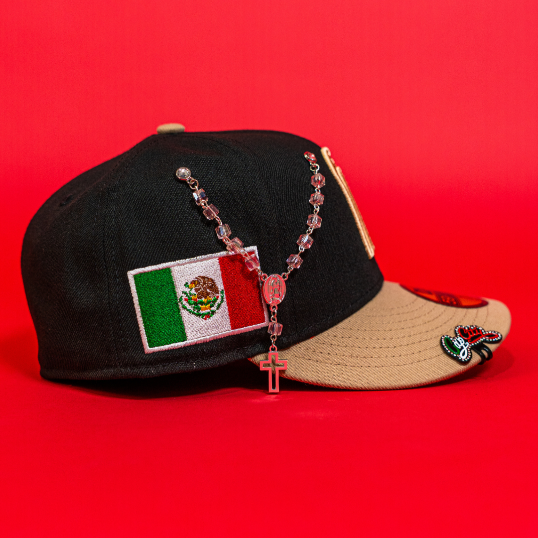 NEW ERA EXCLUSIVE 59FIFTY BLACK/ LIGHT KHAKI MEXICO 2025 WORLD BASEBALL CLASSIC W/ MEXICO FLAG SIDE PATCH