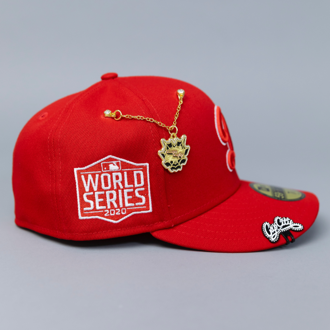 NEW ERA EXCLUSIVE 59FIFTY RED LOS ANGELES DODGERS W/ 2020 WORLD SERIES SIDE PATCH