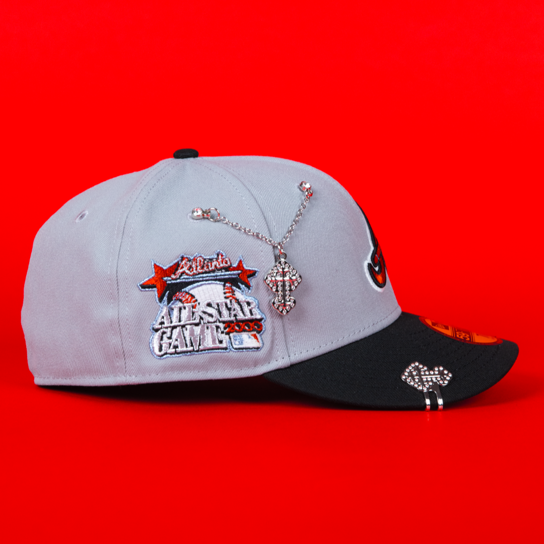NEW ERA 59FIFTY GREY/ BLACK ATLANTA BRAVES W/ 2000 ALL STAR GAME SIDE PATCH