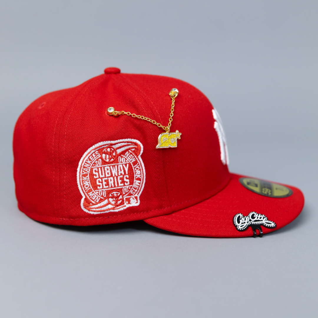 NEW ERA EXCLUSIVE 59FIFTY RED NEW YORK YANKEES W/ SUBWAY SERIES SIDE PATCH
