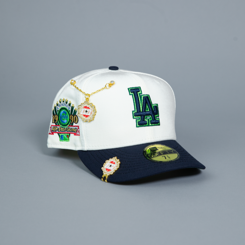NEW ERA EXCLUSIVE 59FIFTY CHROME/ NAVY LOS ANGELES DODGERS W/ 1990 ALL STAR GAME SIDE PATCH