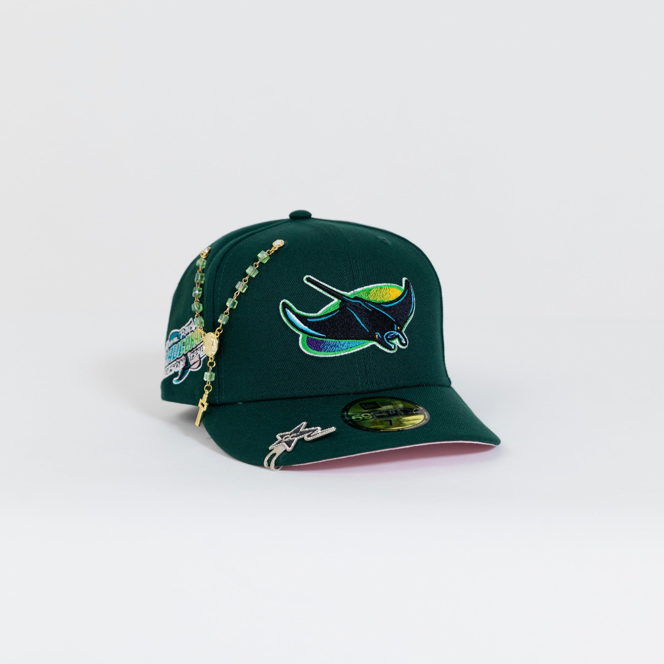 NEW ERA EXCLUSIVE 59FIFTY FOREST GREEN TAMPA BAY DEVIL RAYS W/ INAUGURAL SEASON SIDE PATCH