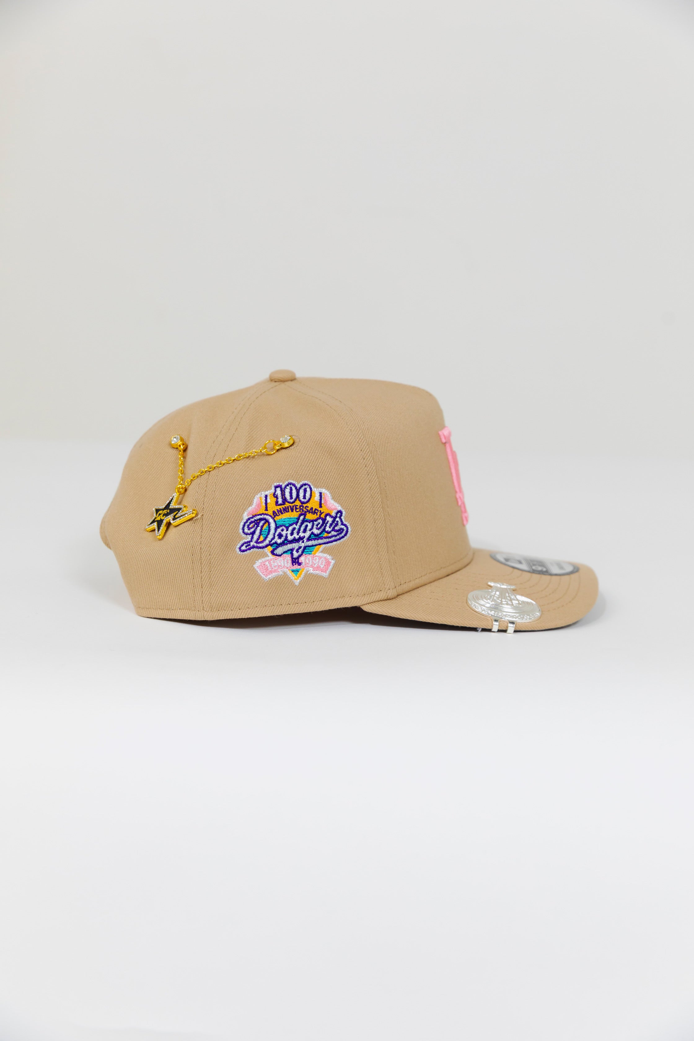 NEW ERA EXCLUSIVE 9FIFTY A-FRAME LIGHT KHAKI LOS ANGELES DODGERS W/ 100TH ANNIVERSARY SIDE PATCH