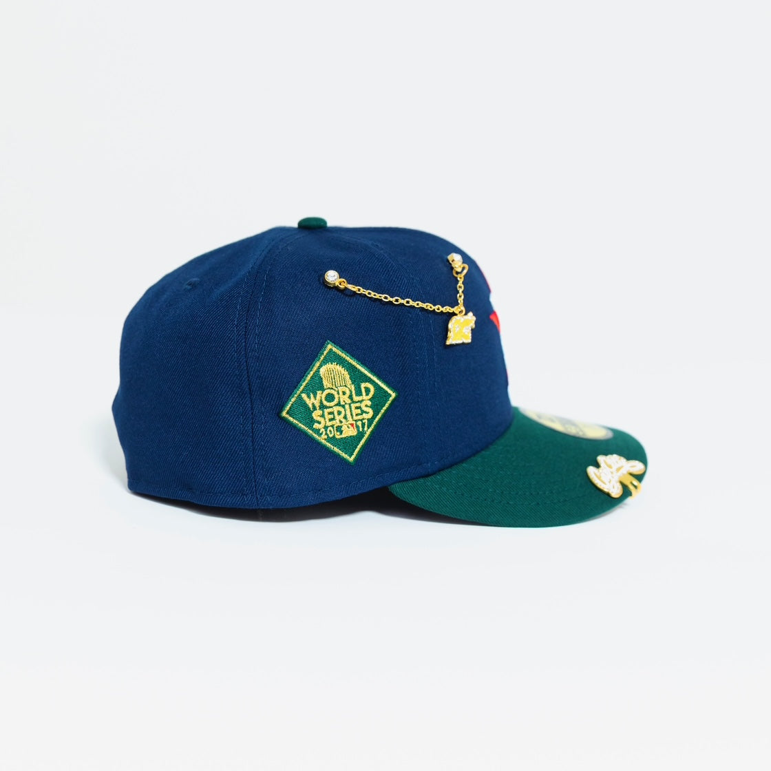 NEW ERA EXCLUSIVE 59FIFTY NAVY/ FOREST GREEN HOUSTON ASTROS W/ 2017 WORLD SERIES SIDE PATCH