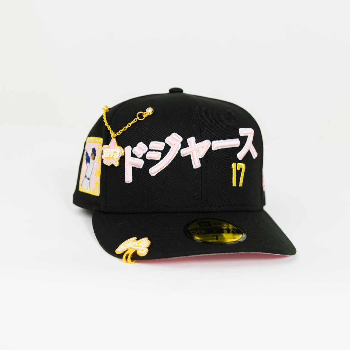 NEW ERA 59FIFTY BLACK LOS ANGELES DODGERS JAPANESE SCRIPT W/ "SHOHEI OHTAN 50-50 CLUB" SIDE PATCH