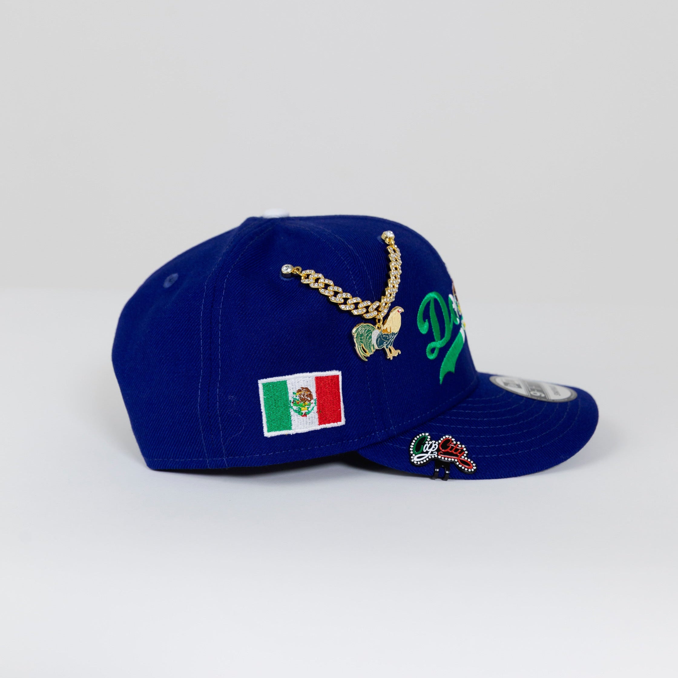 NEW ERA EXCLUSIVE 9FIFTY BLUE LOS ANGELES DODGERS SCRIPT SNAPBACK W/ MEXICAN FLAG LOGO + MEXICO FLAG SIDE PATCH