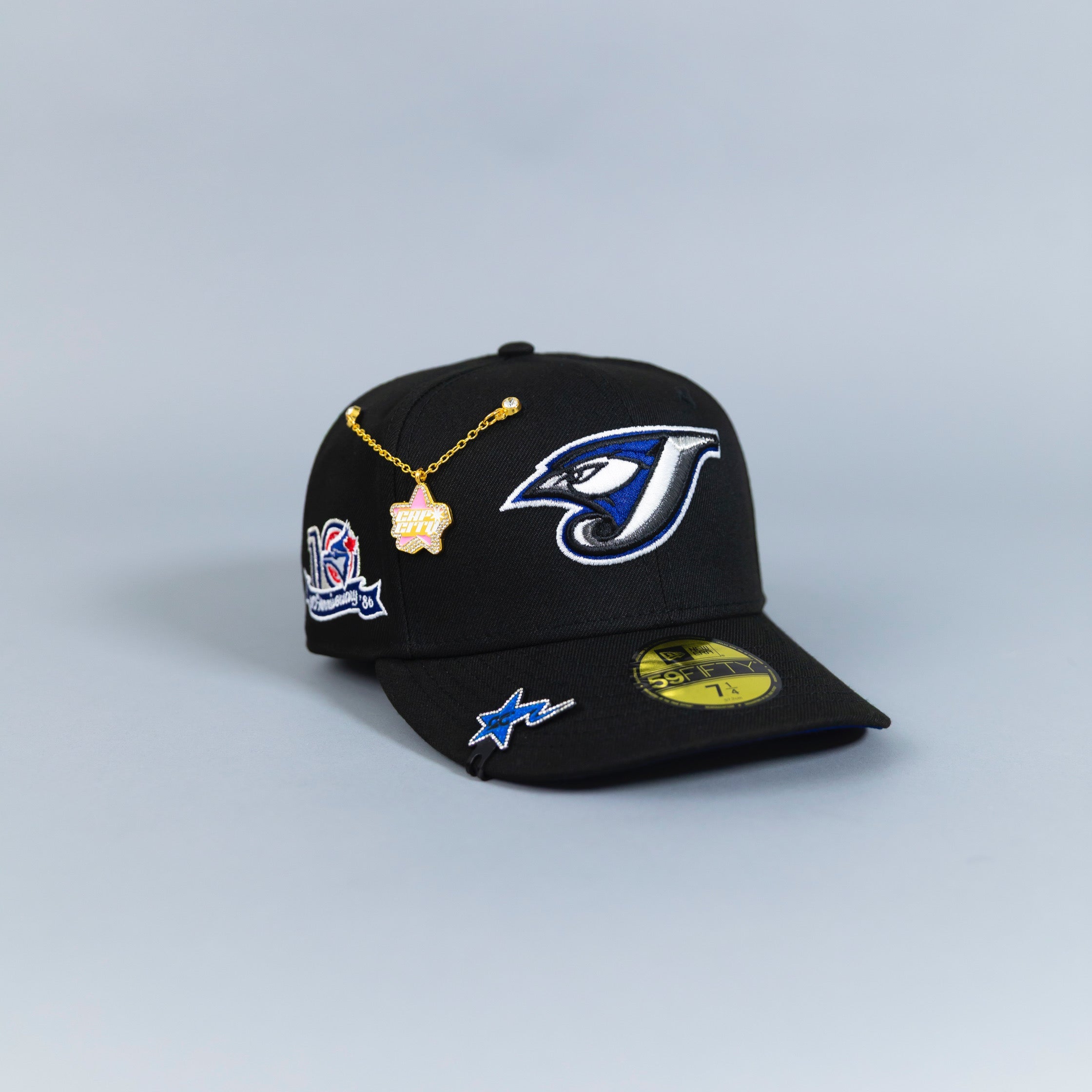 NEW ERA EXCLUSIVE 59FIFTY BLACK TORONTO BLUEJAYS W/ 10TH SEASON SIDE PATCH