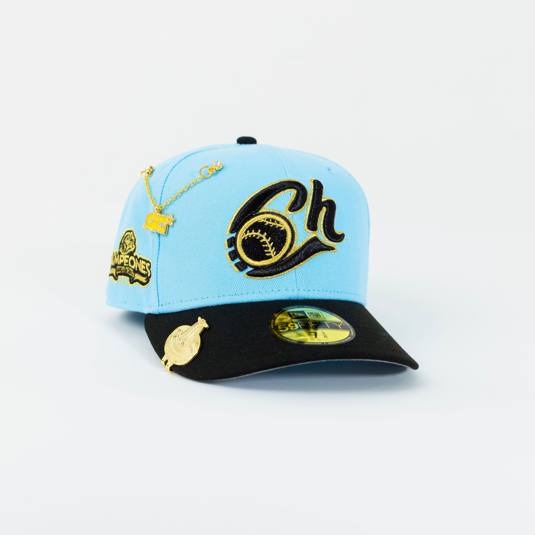NEW ERA EXCLUSIVE 59FIFTY ICY BLUE/ BLACK CHARROS DE JALISCO W/ CAMPEONES SIDE PATCH