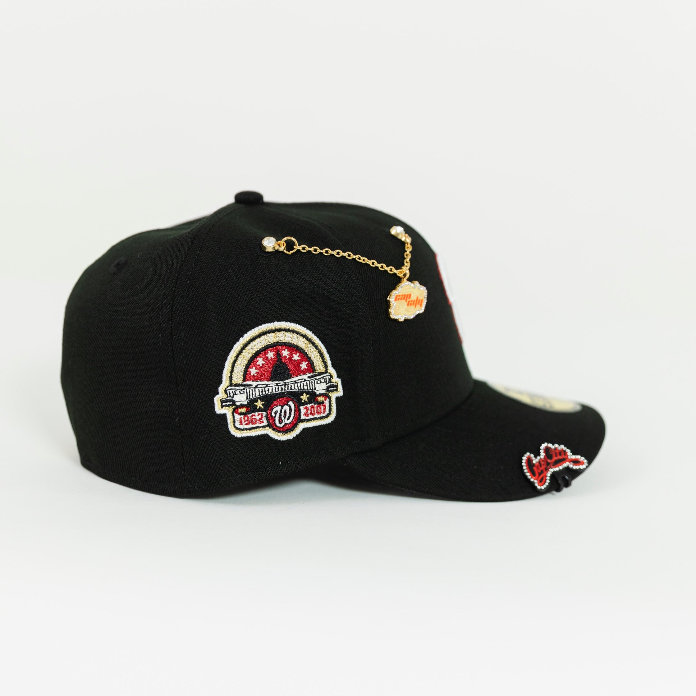 NEW ERA EXCLUSIVE 59FIFTY BLACK WASHINGTON NATIONALS W/ 45TH ANNIVERSARY SIDE PATCH