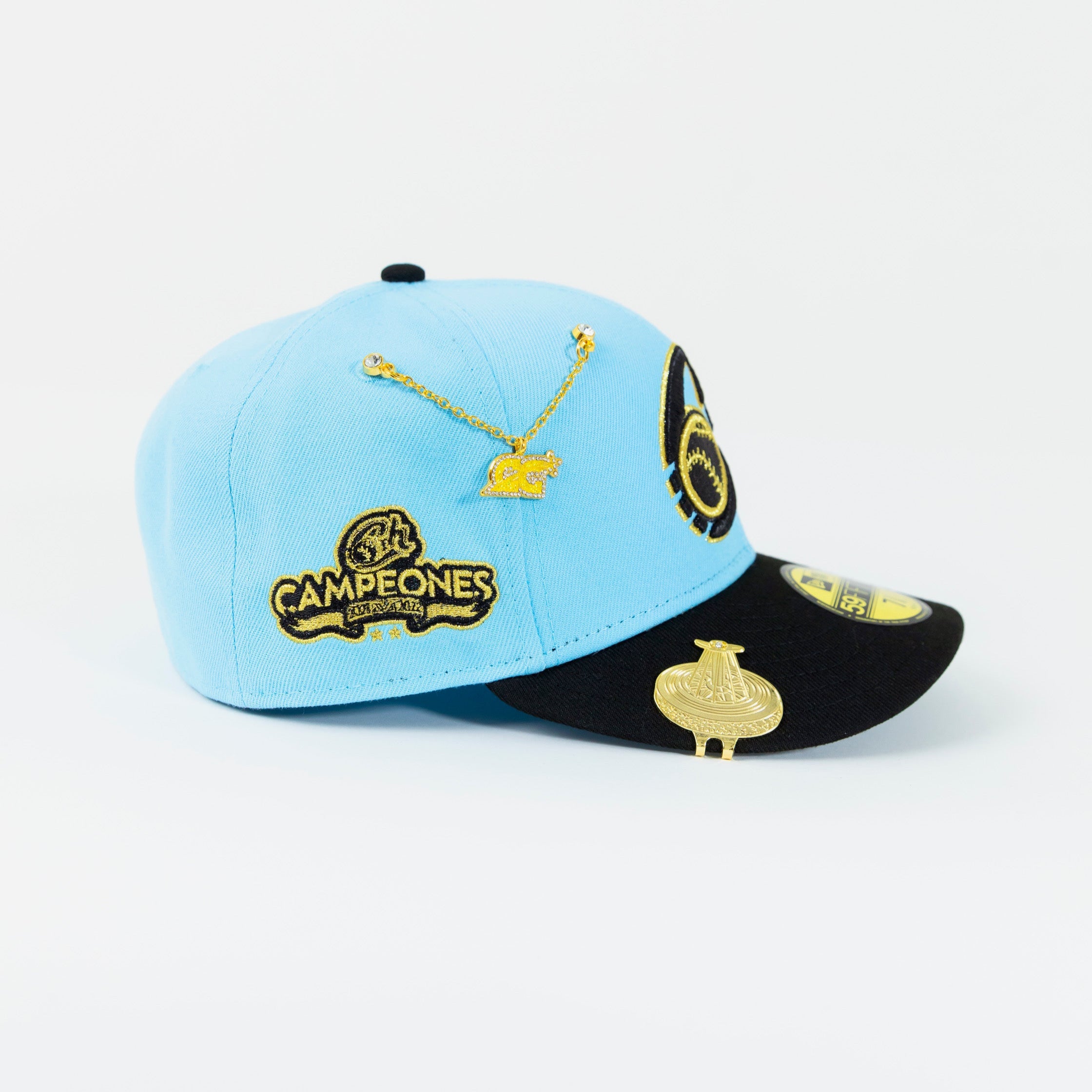 NEW ERA EXCLUSIVE 59FIFTY ICY BLUE/ BLACK CHARROS DE JALISCO W/ CAMPEONES SIDE PATCH