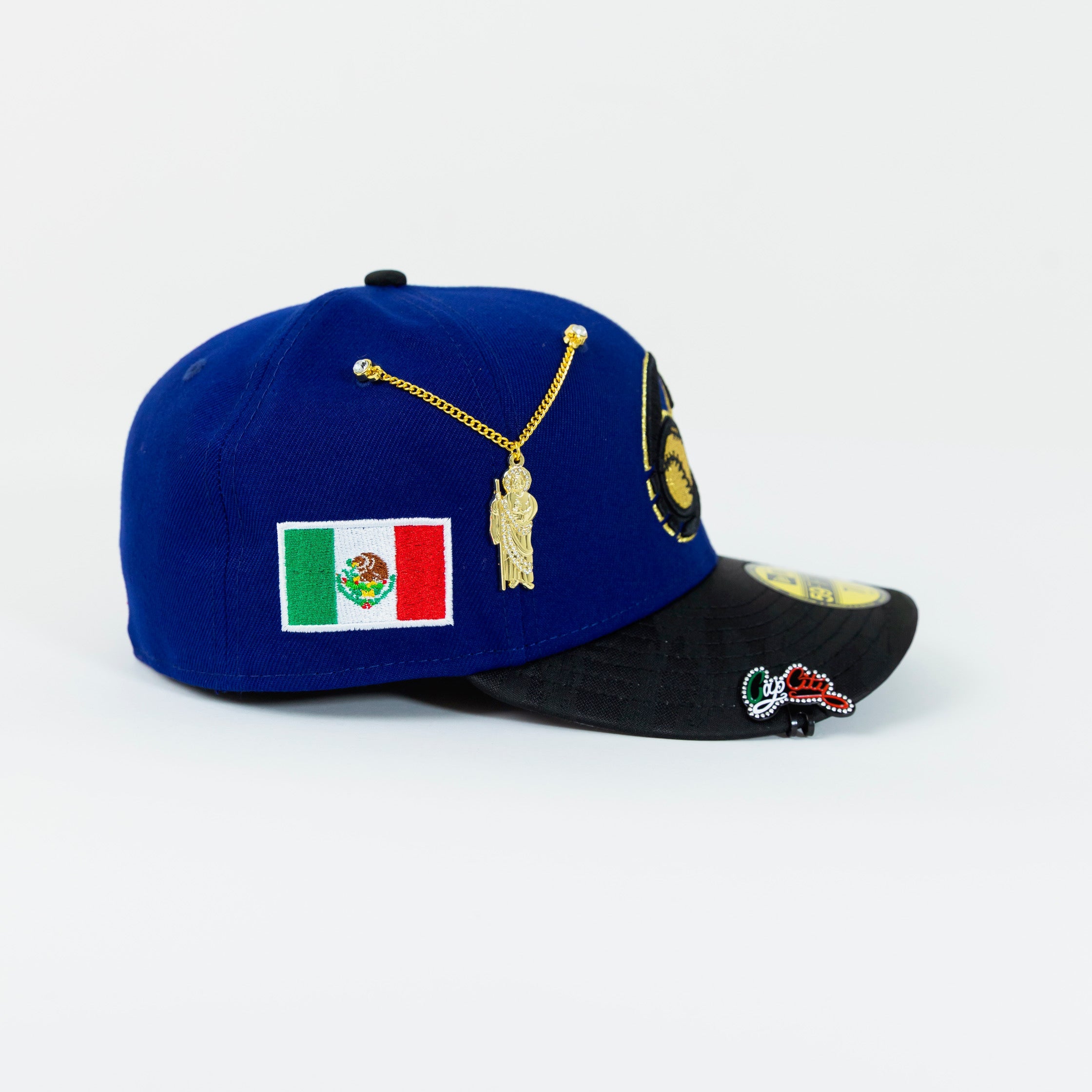 NEW ERA EXCLUSIVE 59FIFTY DARK BLUE/ BLACK CAMO CHARROS DE JALISCO W/ MEXICO FLAG SIDE PATCH