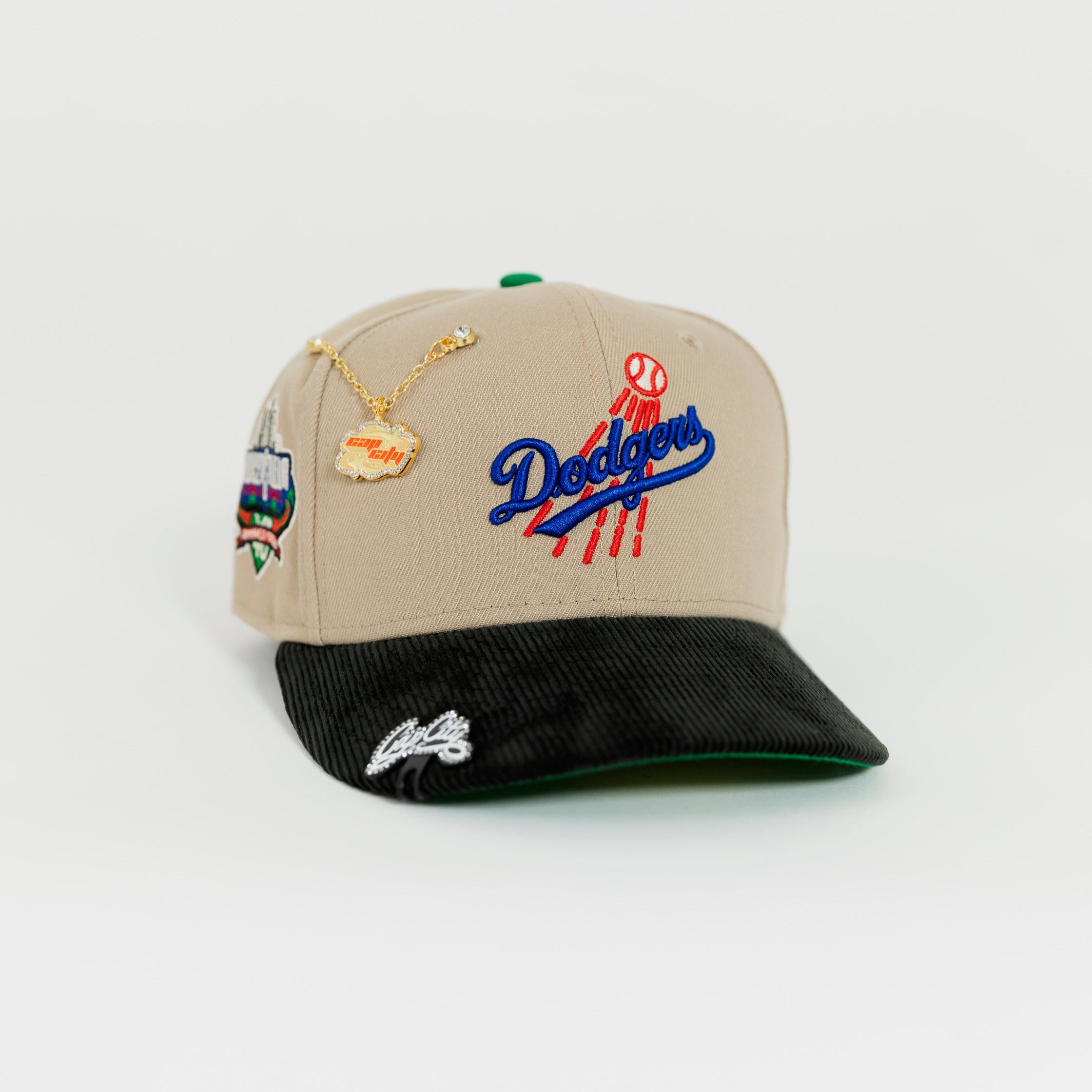 NEW ERA EXCLUSIVE 59FIFTY KHAKI/ CORDUROY LOS ANGELES DODGER SCRIPT W/ 40TH ANNIVERSARY SIDE PATCH
