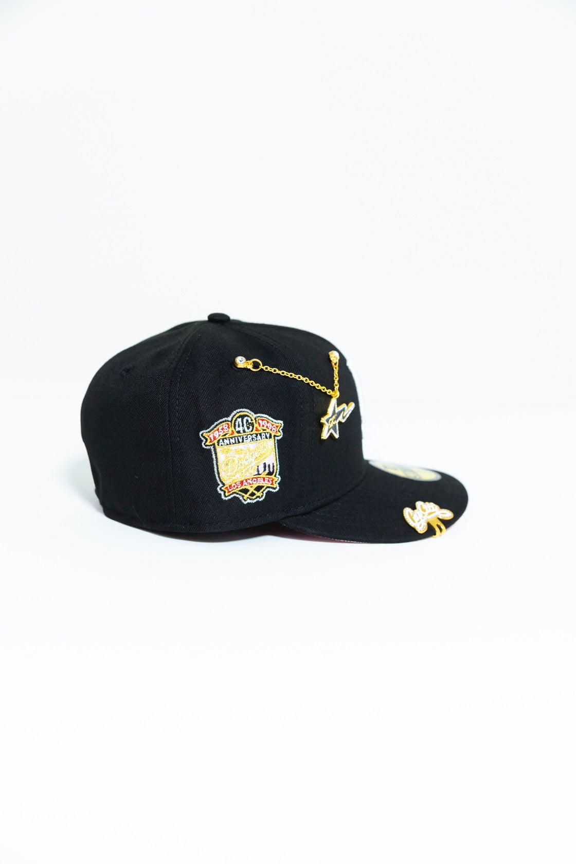 NEW ERA 59FIFTY BLACK LOS ANGELES DODGERS W/ 40TH ANNIVERSARY SIDE PATCH
