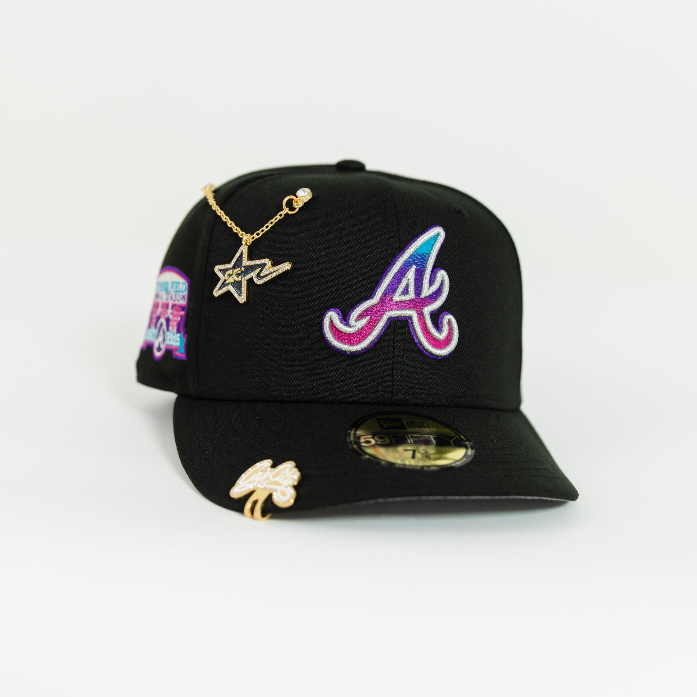 NEW ERA 59FIFTY BLACK ATLANTA BRAVES W/ "TURNER FIELD" SIDE PATCH