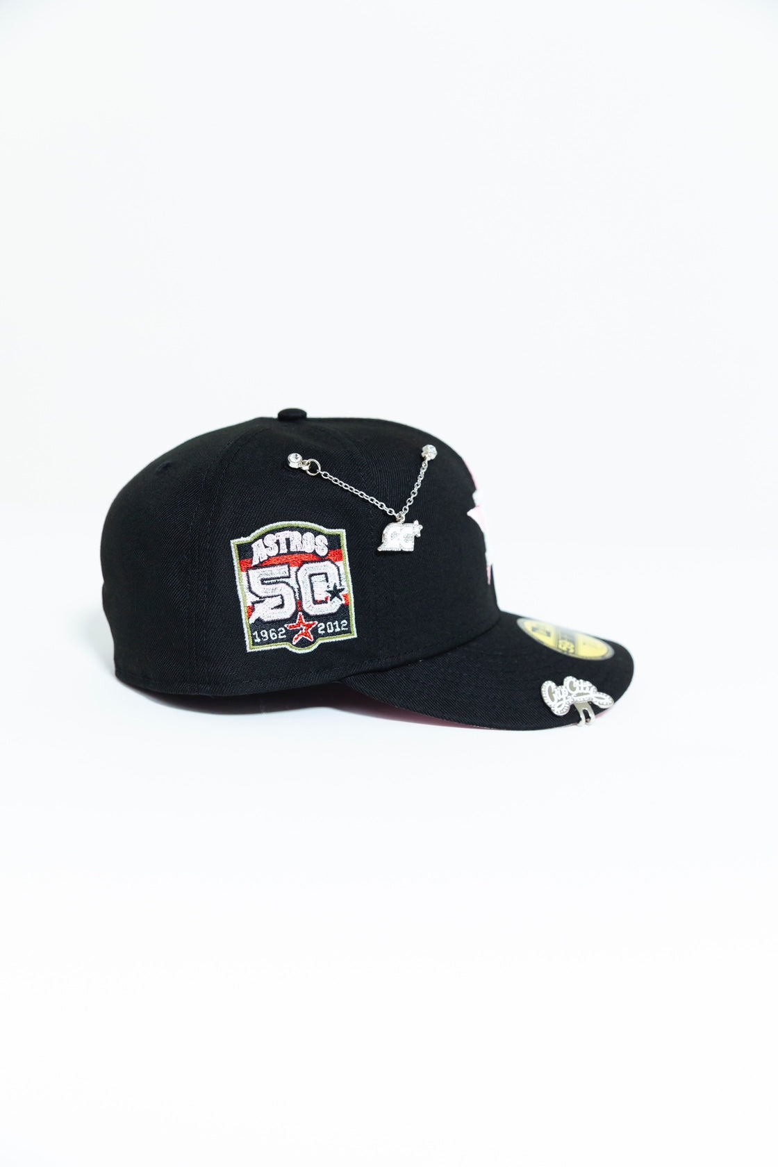 NEW ERA EXCLUSIVE 59FIFTY BLACK HOUSTON ASTROS W/ 50TH ANNIVERSARY SIDE PATCH