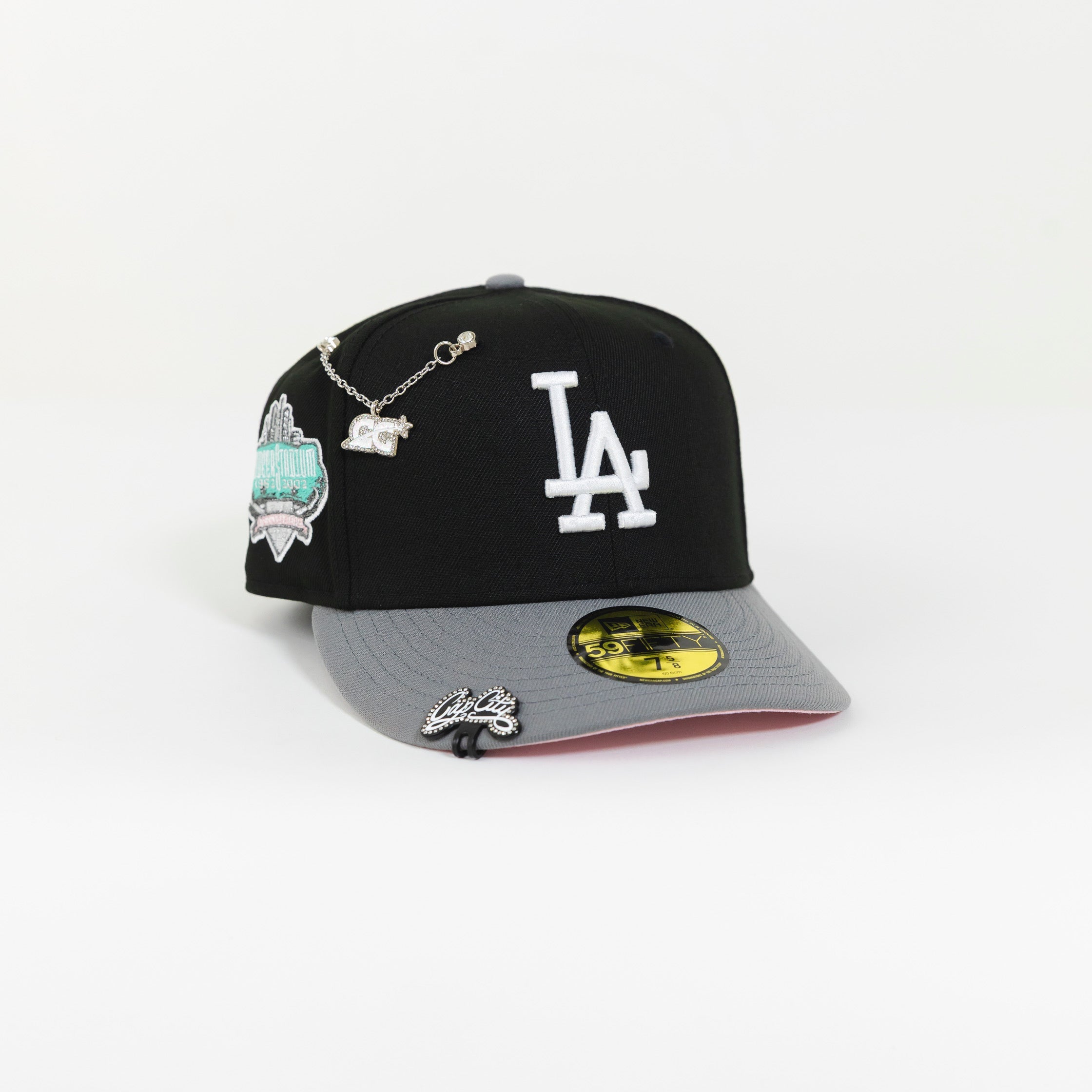 NEW ERA 59FIFTY BLACK/ GREY LOS ANGELES DODGERS W/ 40TH ANNIVERSARY SIDE PATCH