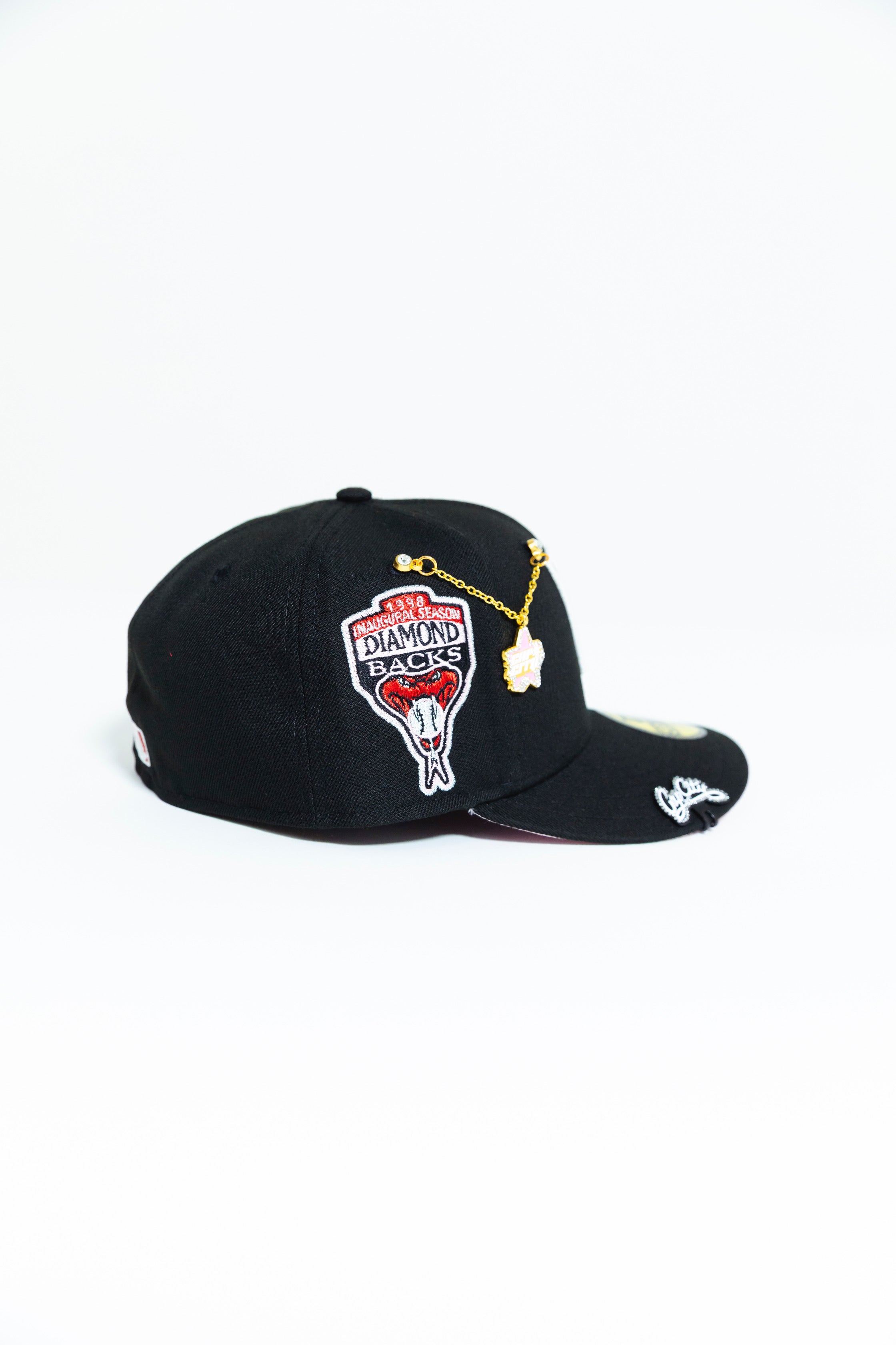NEW ERA EXCLUSIVE 59FIFTY BLACK UPSIDE DOWN ARIZONA DIAMONDBACKS W/ 1998 INAUGURAL SEASON SIDE PATCH