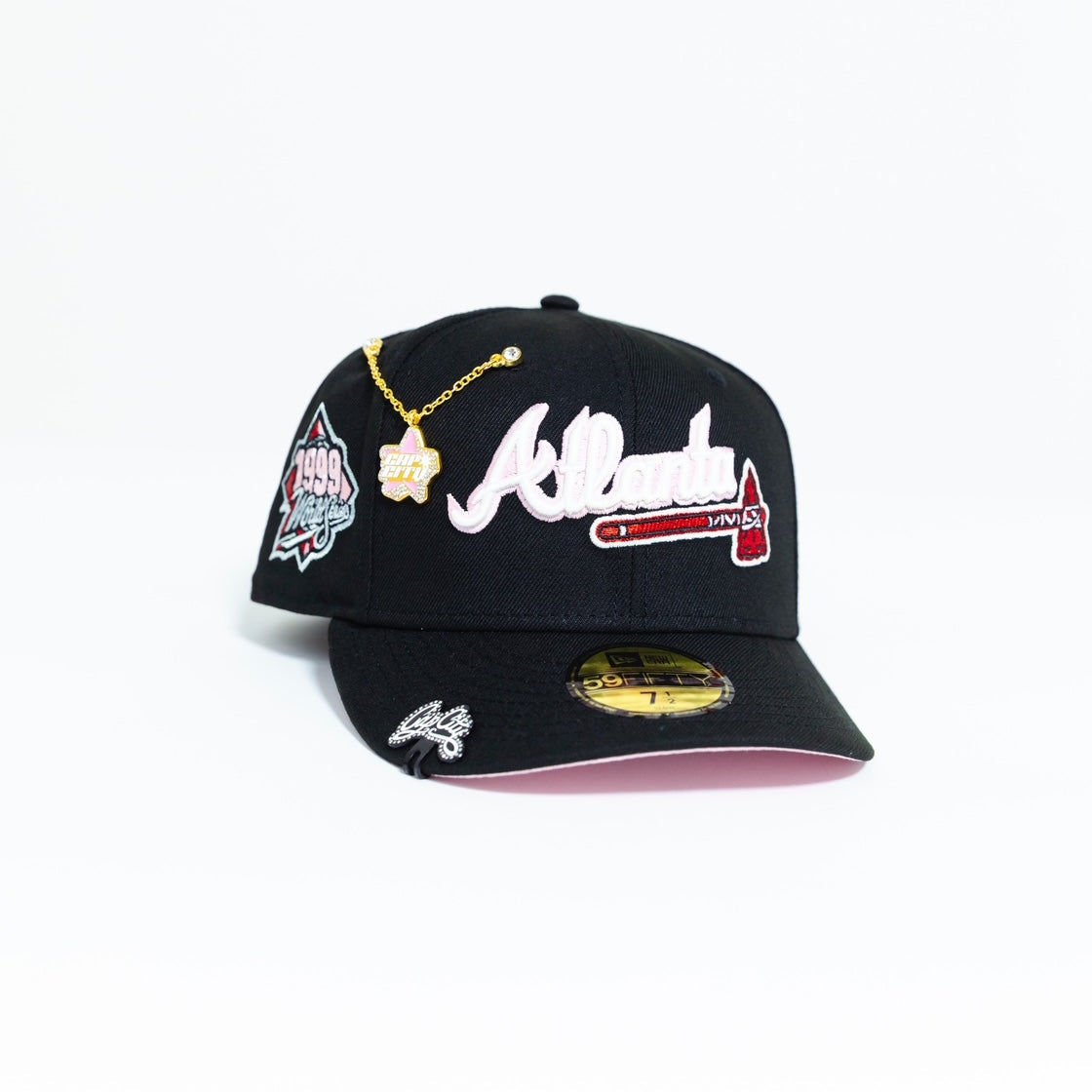 NEW ERA 59FIFTY BLACK ATLANTA BRAVES SCRIPT W/ 1999 ALL STAR GAME SIDE PATCH