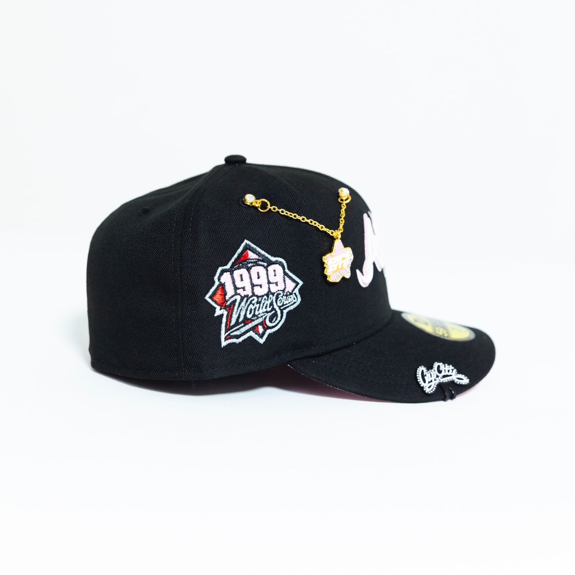 NEW ERA 59FIFTY BLACK ATLANTA BRAVES SCRIPT W/ 1999 ALL STAR GAME SIDE PATCH