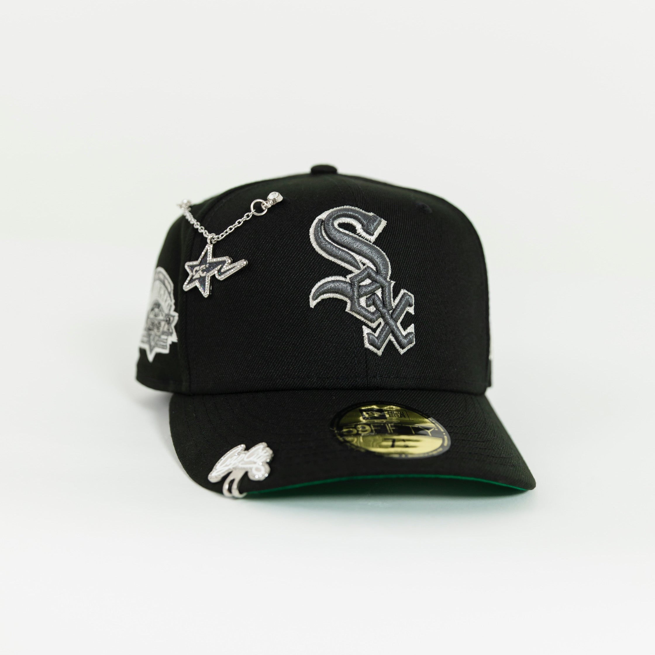 NEW ERA EXCLUSIVE 59FIFTY BLACK CHICAGO WHITE SOX W/ COMISKEY PARK SIDE PATCH