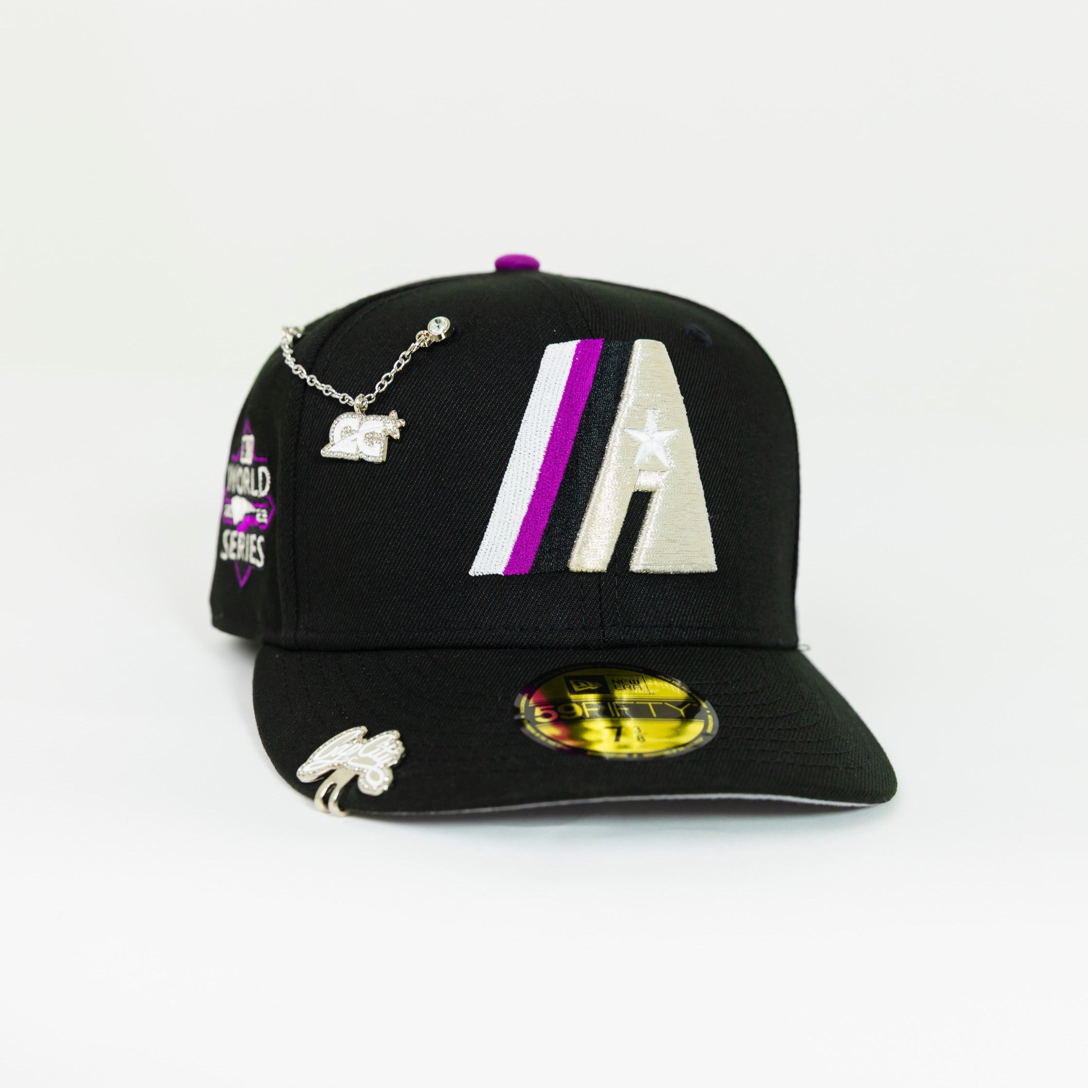 NEW ERA EXCLUSIVE 59FIFTY BLACK HOUSTON ASTROS W/ 2022 WORLD SERIES SIDE PATCH