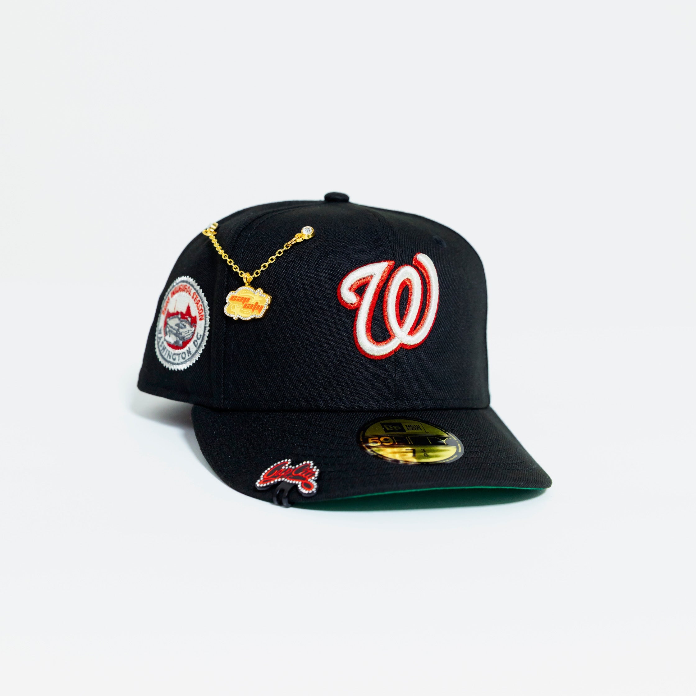 NEW ERA EXCLUSIVE 59FIFTY BLACK WASHINGTON NATIONALS W/ INAUGURAL SEASON SIDE PATCH