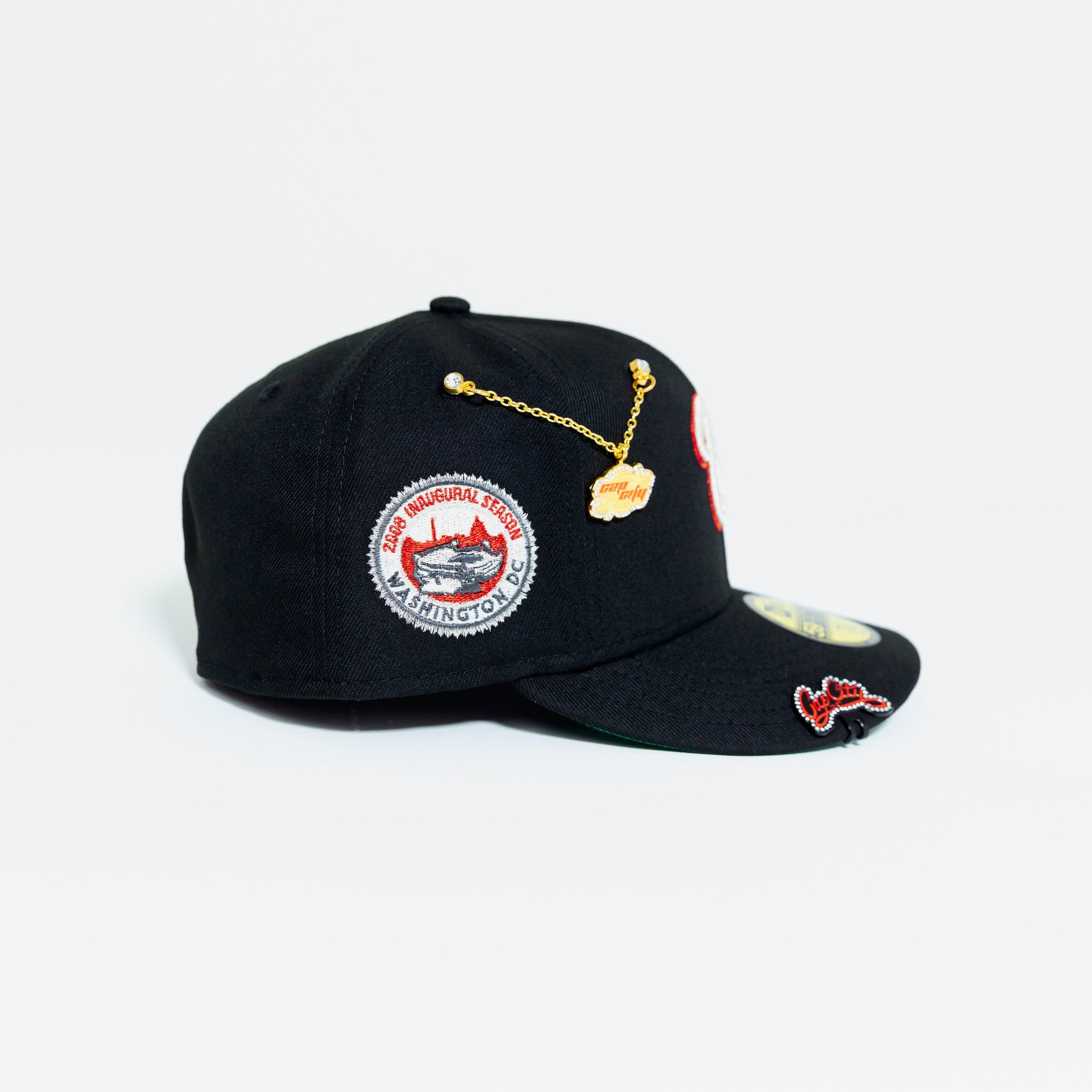 NEW ERA EXCLUSIVE 59FIFTY BLACK WASHINGTON NATIONALS W/ INAUGURAL SEASON SIDE PATCH