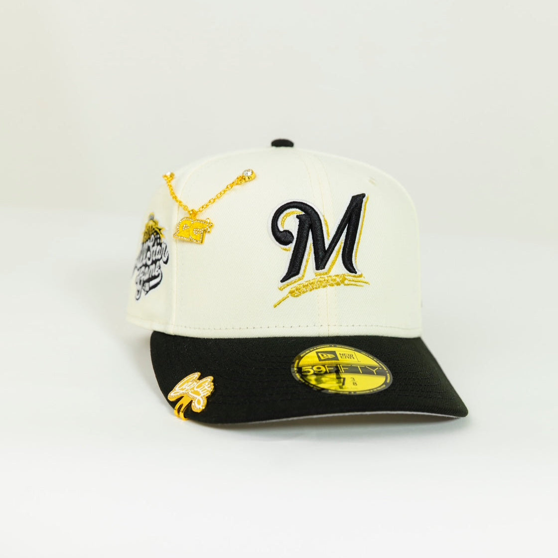 NEW ERA EXCLUSIVE 59FIFTY CHROME/ BLACK MILWAUKEE BREWERS W/ ALL STAR GAME SIDE PATCH