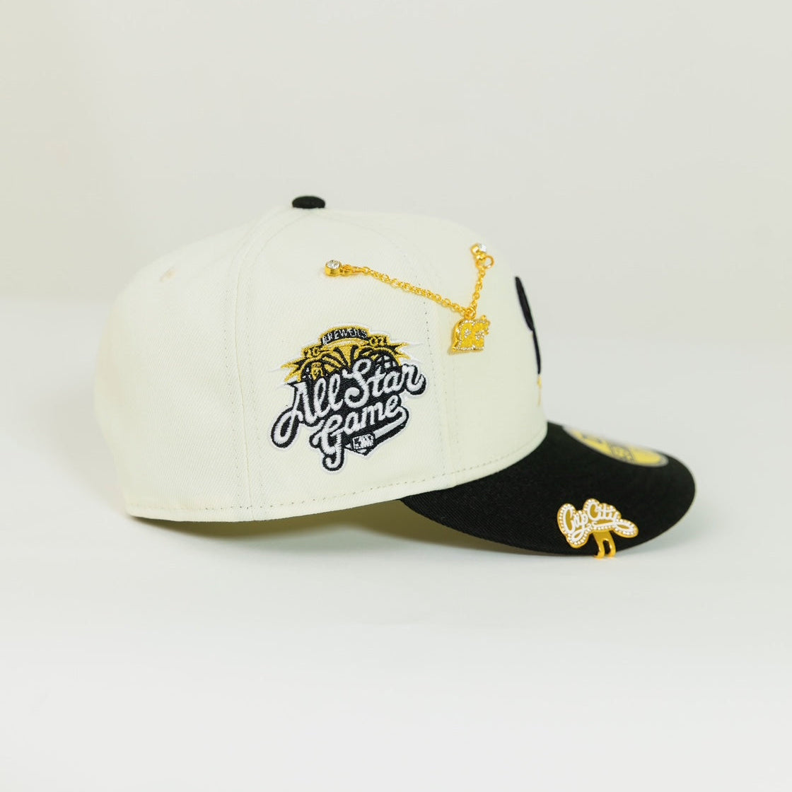 NEW ERA EXCLUSIVE 59FIFTY CHROME/ BLACK MILWAUKEE BREWERS W/ ALL STAR GAME SIDE PATCH
